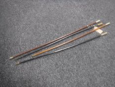 Four swagger sticks including the Bridlington School, St Johns Ambulance,