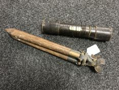A Victorian lacquered brass and leather four-draw telescope,