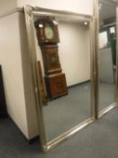 A silvered framed overmantel mirror,