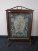 A mahogany Arts & Crafts tapestry fire screen