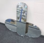 Three unframed hall mirrors