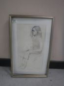 Donald James White : Valerie, pencil and ink, 23 cm x 41 cm, framed.