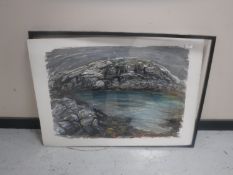 Donald James White : Seapool, watercolour, 85 cm x 60 cm, framed.