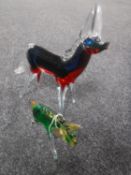 Two late 20th century Murano glass horse figures