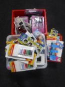 Two boxes and two crates of crafting and haberdashery items