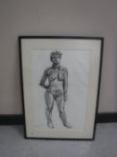 Donald James White : Carol, charcoal, 35 cm x 54 cm, framed.