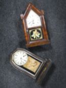 Two antique American cased mantel clocks