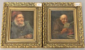 Nineteenth Century School : A head and shoulder study depicting a bearded gentleman in a red hat