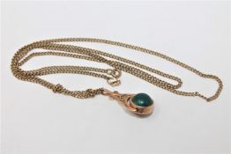 A 9ct gold hard stone swivel fob on chain CONDITION REPORT: 9.