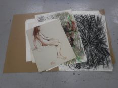 Donald James White : A folio containing fifteen drawings, various subjects, all parts unframed.