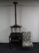 A two tier trolley, oval side table, pine plant stand,