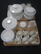 Two trays of forty-nine pieces of Hornsea Fleur tea and dinner ware