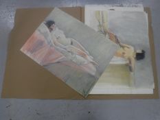 Donald James White : A folio containing fourteen drawings, various subjects, all parts unframed.