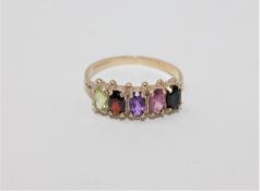 A 9ct gold gem set ring,