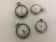 Four silver pocket watches
