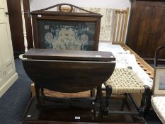 A mahogany Art Nouveau tapestry fire screen,