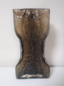 A Whitefriars Geoffrey Baxter designed Cinnamon vase, of waisted form,