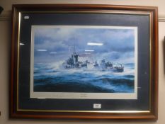 A framed signed Robert Taylor print of HMS Kelly