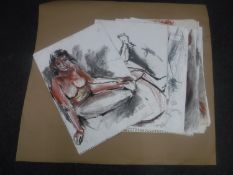 Donald James White : A folio containing twenty drawings, various subjects, all parts unframed.