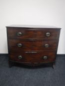 A Regency mahogany three drawer bow fronted chest
