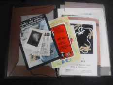 A folio containing an interesting archive of 20'th Century exhibition posters, drawings,