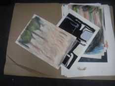 Donald James White : A folio containing twenty drawings, various subjects, all parts unframed.