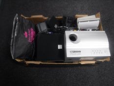 A box of two PC surround sound speaker sets,