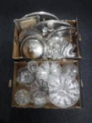 Two boxes of 20th century glass ware