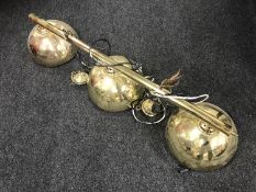 A brass snooker table light fitting and a boxed brass light fitting