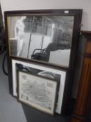 Three mahogany framed wall mirrors,