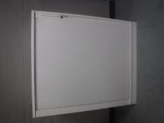 An office shutter door stationary cabinet