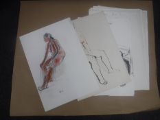 Donald James White : A folio containing twenty drawings, various subjects, all parts unframed.