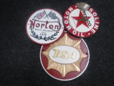 Three cast iron plaques - Texaco,
