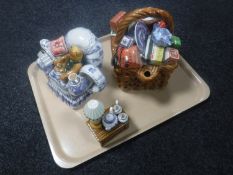 Two Ringtons novelty teapots - Tea time teapot number 3897 of 7550 and Monte basket teapot number