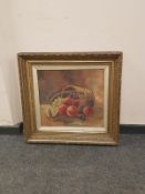 Early Twentieth Century English School : Still life with mixed fruit and a basket, oil on canvas,