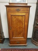 A 19th century continental mahogany and walnut sentry cabinet,