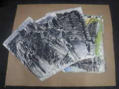 Donald James White : A folio containing twenty drawings, various subjects, all parts unframed.