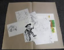 Donald James White : A folio containing twenty drawings, various subjects, all parts unframed.