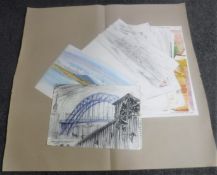 Donald James White : A folio containing twenty drawings, various subjects, all parts unframed.