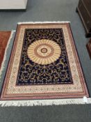 An Abusson rug on blue ground 190 cm x 140 cm