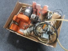 Box of wire stripper, industrial foot pedal, metal press,