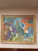 An Artagraph edition - figures in a garden, framed.