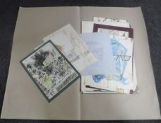 Donald James White : A folio containing twenty drawings, various subjects, all parts unframed.