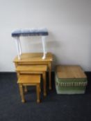 A CD storage cabinet together with a CD rack, nest of tables, foostool, bedroom chair etc.