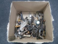 A mid twentieth century folding deck chair, box of hand tools,