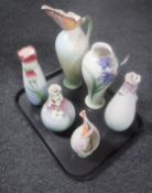 A tray of six Franz china vases