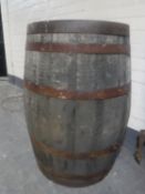 An oak coopered whisky barrel