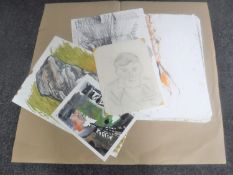 Donald James White : A folio containing twenty drawings, various subjects, all parts unframed.