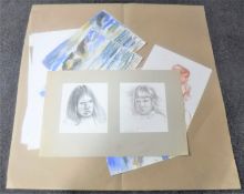 Donald James White : A folio containing twenty drawings, various subjects, all parts unframed.