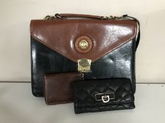 A crate of Buddha Italian laptop bag, together with DKN purse,